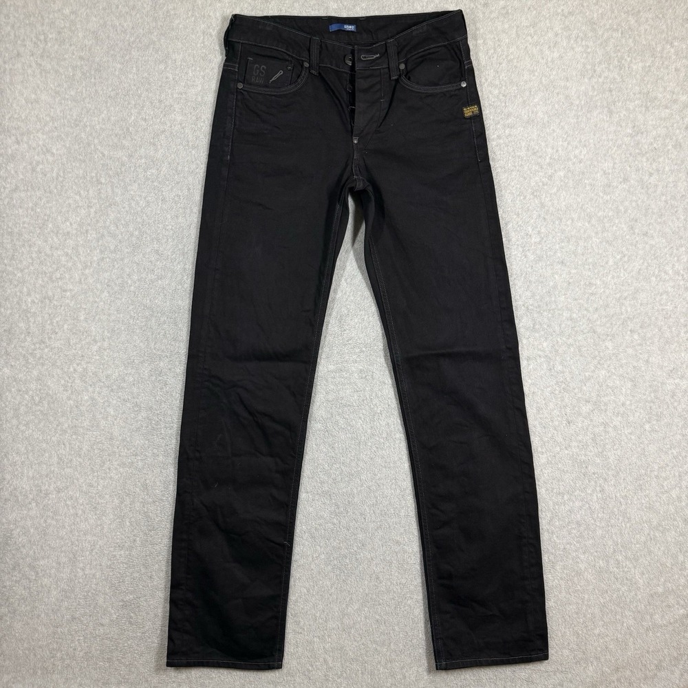 G Star Raw Jeans 29x34 Black Attacc Low Rise Straight Leg Zip Pocket Biker EUC